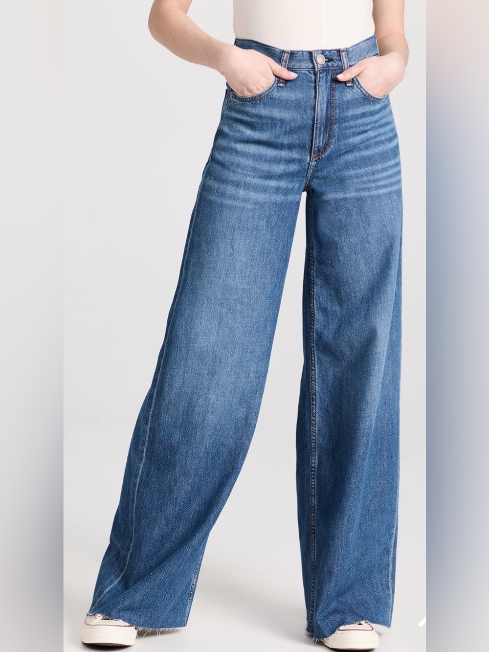 Rag & Bone Featherweight Sofie Uktra wide leg Jeans in Otto